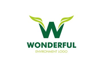 Fototapeta premium Letter W Leaf Logo : Suitable for Agriculture Theme, Environment Theme, Initial Theme, Infographics and Other Graphic Related Assets.