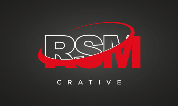 RSM creative letters logo with 360 symbol vector art template design	