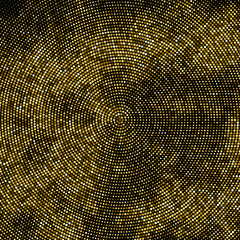 Naklejka premium Gold Glitter Halftone Dotted Backdrop. Abstract Circular Retro Pattern. Pop Art Style Background. Golden Explosion Of Confetti. Digitally Generated Image. Vector Illustration, Eps 10. 