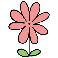 Flower hand-drawn and Spring flat color design