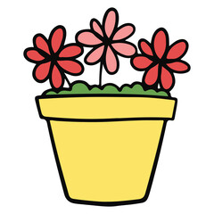 plant pot hand drawn flat color design