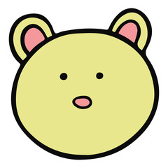 easter bunny face hand drawn doodle flat color design