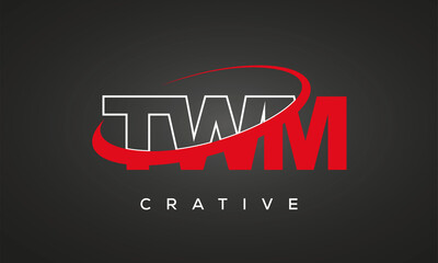 TWM creative letters logo with 360 symbol vector art template design	