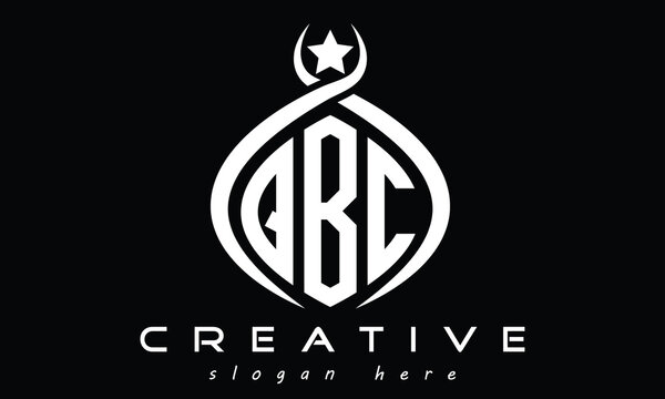 QBC curved oval three letters monogram initial geometric minimalist modern creative logo design vector