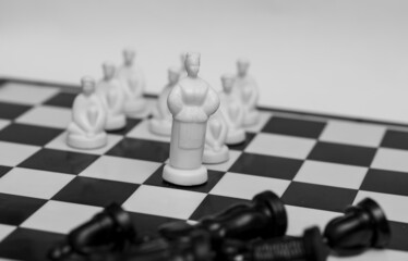 Ukrainian chess with Gogol's heroes on the board symbolizes battle and war