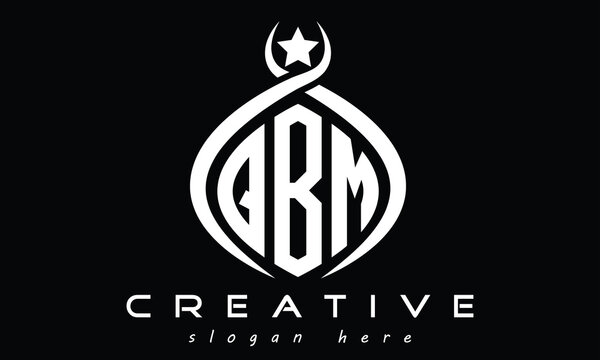 QBM curved oval three letters monogram initial geometric minimalist modern creative logo design vector