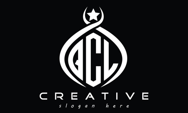 QCL curved oval three letters monogram initial geometric minimalist modern creative logo design vector