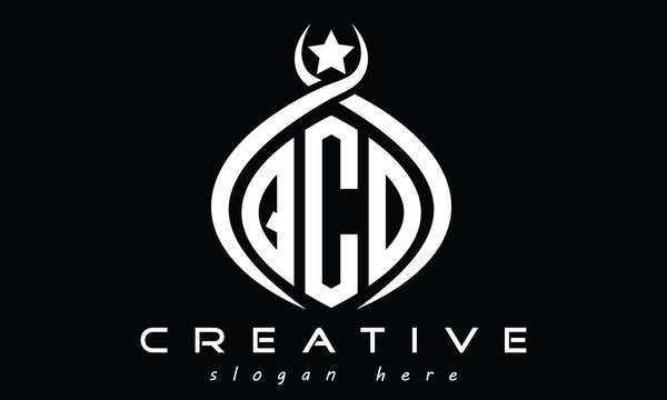 QCO curved oval three letters monogram initial geometric minimalist modern creative logo design vector
