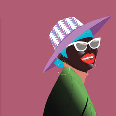 a black girl with hat and sunglasses