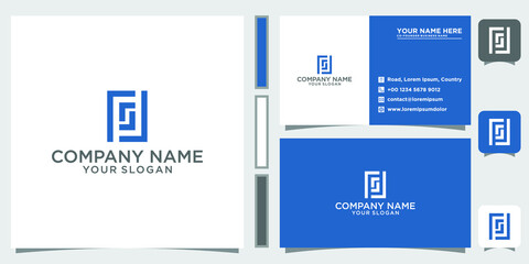 Initial sl square monogram logo design with business card identity