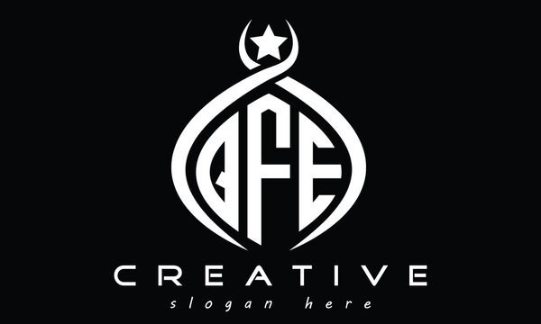 QFE curved oval three letters monogram initial geometric minimalist modern creative logo design vector