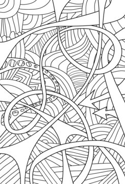 Pattern with hand-drawn doodle waves and lines.