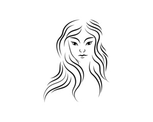 Zodiac sign Virgo. Beautiful silhouette of a girl. Logo design concept, tattoos.Vector illustration.