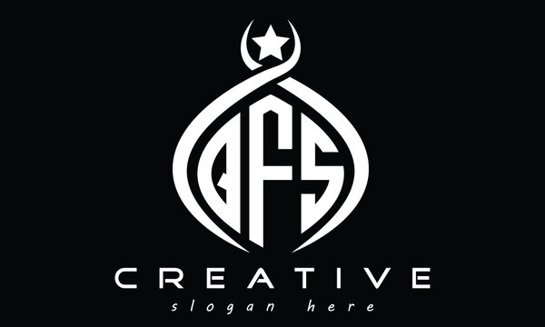 QFS curved oval three letters monogram initial geometric minimalist modern creative logo design vector