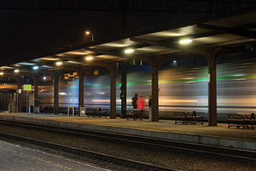 RAILWAY - Departure of passenger train from the platform at station 