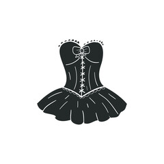 Corset Icon Silhouette Illustration. Elegant Dress Female  Vector Graphic Pictogram Symbol Clip Art. Doodle Sketch Black Sign.