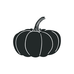 Pumpkin Icon Silhouette Illustration. Halloween Harvest Food Vector Graphic Pictogram Symbol Clip Art. Doodle Sketch Black Sign.