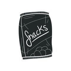 Snacks Icon Silhouette Illustration. Food Product Delicious Vector Graphic Pictogram Symbol Clip Art. Doodle Sketch Black Sign.