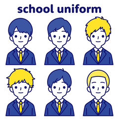 人物イラストセット_男子高生_ビタミンカラー