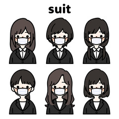 人物イラストセット_スーツの女性