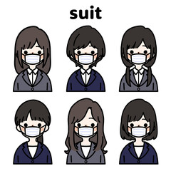 人物イラストセット_スーツの女性