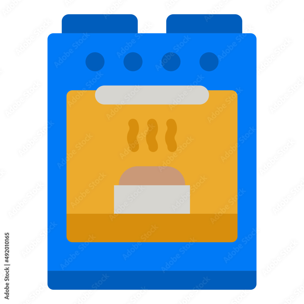 Sticker oven flat icon