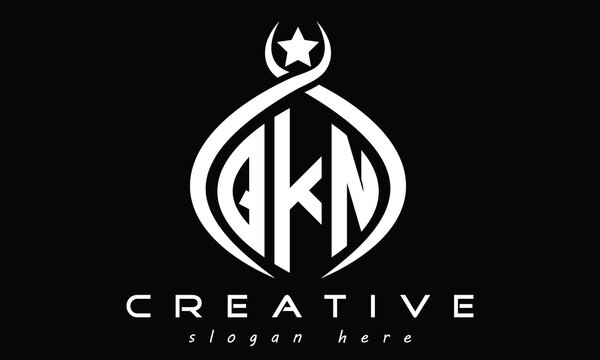 QKN curved oval three letters monogram initial geometric minimalist modern creative logo design vector