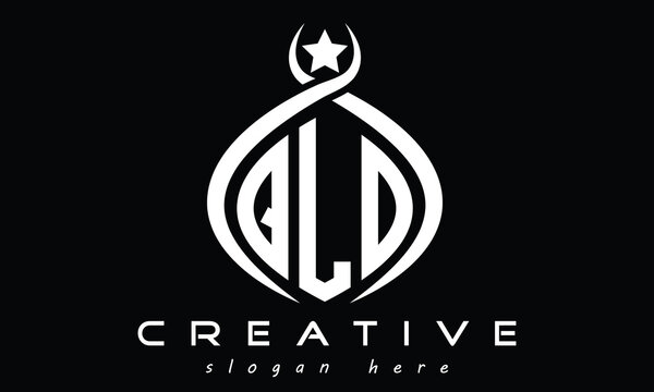 QLO curved oval three letters monogram initial geometric minimalist modern creative logo design vector