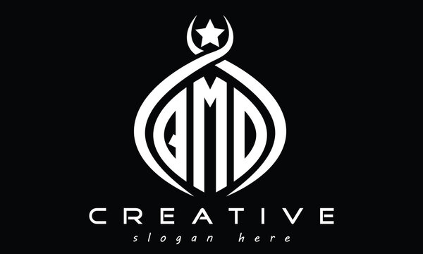 QMO curved oval three letters monogram initial geometric minimalist modern creative logo design vector