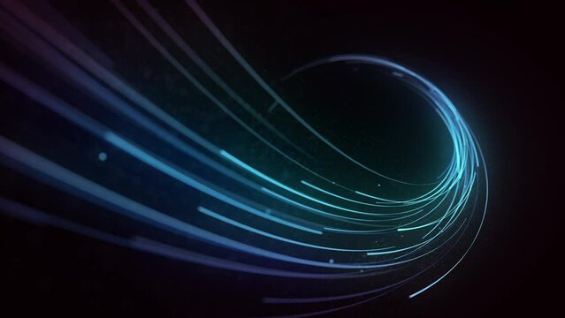 Abstract Glowing 3d Light Strokes Background/ 4k animation of an abstract looped wallpaper background of glowing 3d light strokes with depth of field and following motion path trajectory