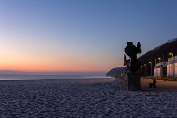 Sunrise on the beach in Gdynia