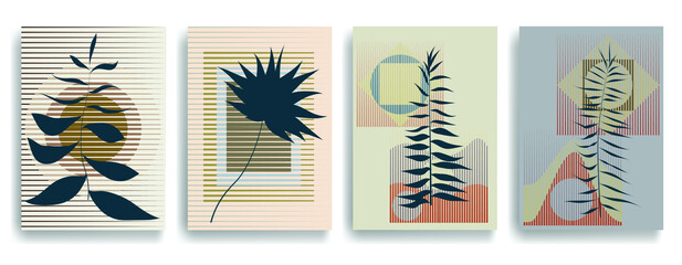 Modern poster with minimalist design elements . Boho art style  . Wall art , home deco . Vector abstract shape.