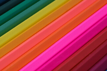 Netherlands, February 2022. Close up of colored pencils in different colors