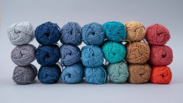 Stop motion animation of colorful yarn staking 