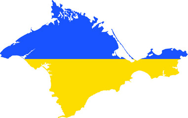 Flat vector administrative flag map of the Ukrainian autonomous republic of CRIMEA combined with official flag of UKRAINE