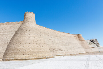 Fototapeta na wymiar The Ark of Bukhara, a massive fortress located in the city of Bukhara, Uzbekistan, Central Asia