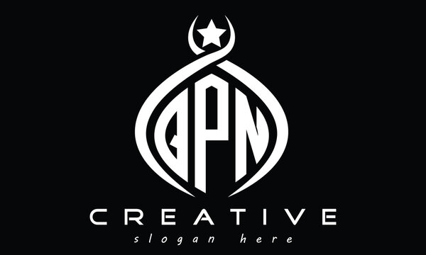 QPN curved oval three letters monogram initial geometric minimalist modern creative logo design vector