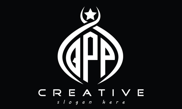 QPP curved oval three letters monogram initial geometric minimalist modern creative logo design vector