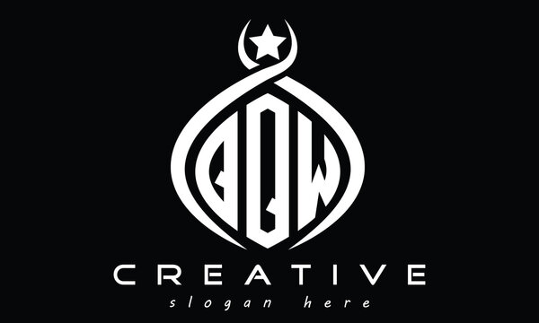 QQW curved oval three letters monogram initial geometric minimalist modern creative logo design vector