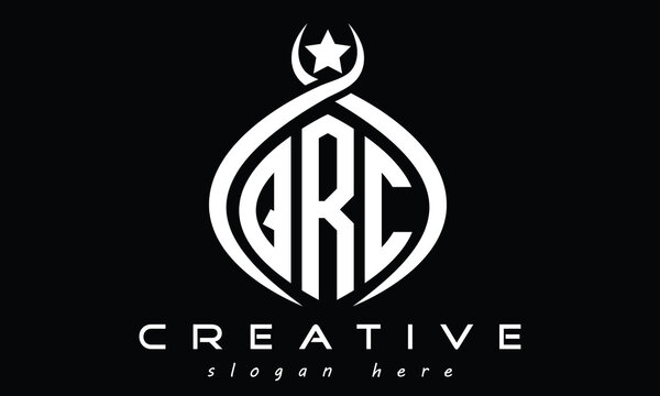 QRC curved oval three letters monogram initial geometric minimalist modern creative logo design vector