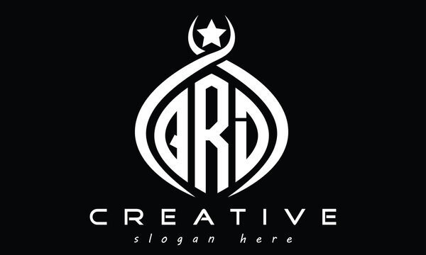 QRD curved oval three letters monogram initial geometric minimalist modern creative logo design vector