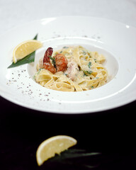 Italian pasta with shrimp in a creamy sauce