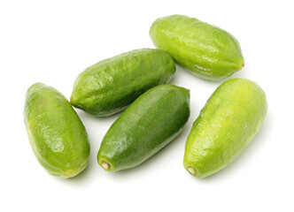 long green lemon sliced on white background