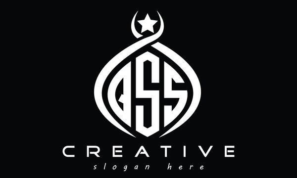 QSS curved oval three letters monogram initial geometric minimalist modern creative logo design vector