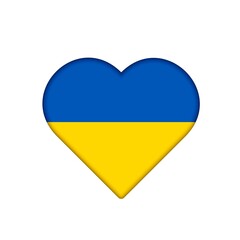 Heart with colors of Ukrainian flag. Crisis in Ukraine concept. Vector illustration isolated on white.