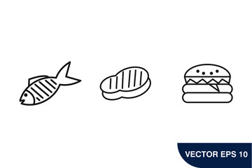 Meat and sausage icons symbol vector elements for infographic web