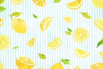 綺麗な水彩のレモンの壁紙イラスト