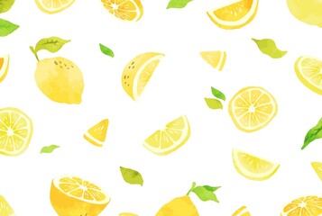 爽やかで綺麗な水彩のレモンの背景イラスト