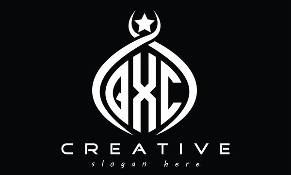 QXC curved oval three letters monogram initial geometric minimalist modern creative logo design vector