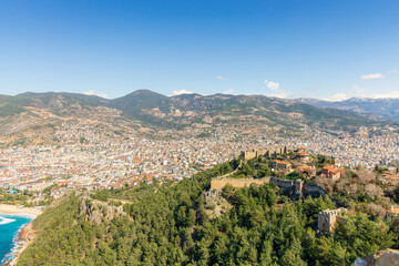 Obraz premium Scenic view from Inner Fortification of Alanya Castle in Southern Turkey.